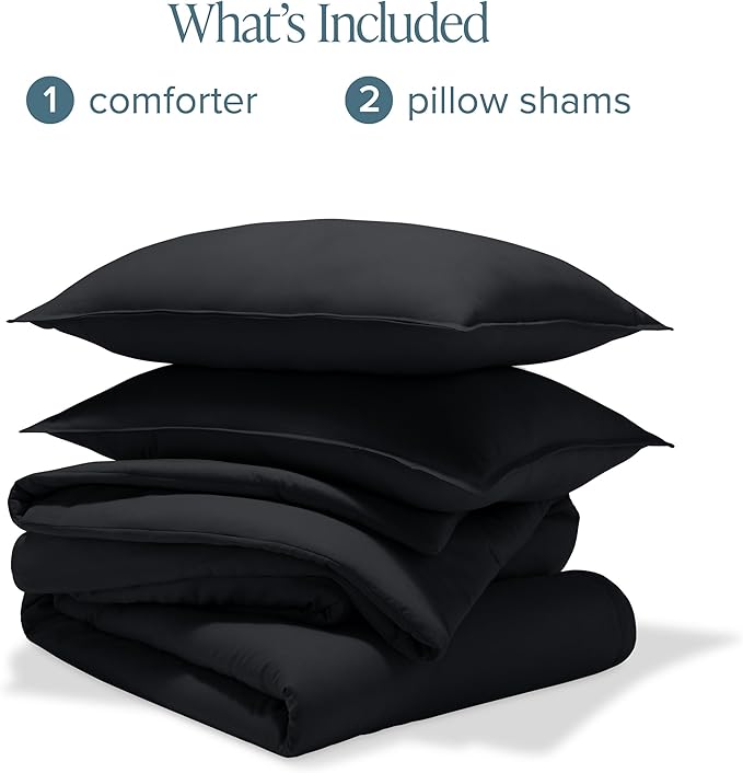 Bare Home Comforter Set - Oversized King - Ultra-Soft - Goose Down Alternative - Premium 1800 Series - All Season Warmth Comforter (Oversized King, Black)