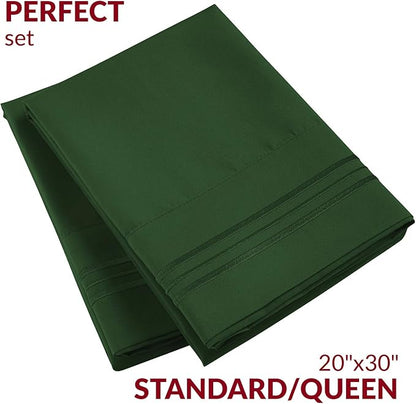 Mellanni Pillow Cases - Luxury, Extra Soft, Cooling Pillow Covers - 2 PC Iconic Collection Pillowcases - Envelope Closure (Standard/Queen 20" x 30", Emerald Green)