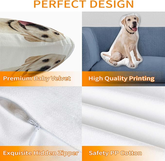 Easycosy Custom Photo Pillow, Personalized Pet Pillow Shaped Like Your Dog Cat, Customized Stuffed Animal Picture Pillowcase, Birthday Funny Gag Gifts for Her Him Pet Lovers(20 Inch)