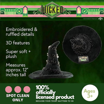 Wicked Elphaba's Witch Hat Bedding Super Soft Plush Decorative Throw Pillow, 14 in X 9 in, (Officially Licensed Product) By Franco Collectibles