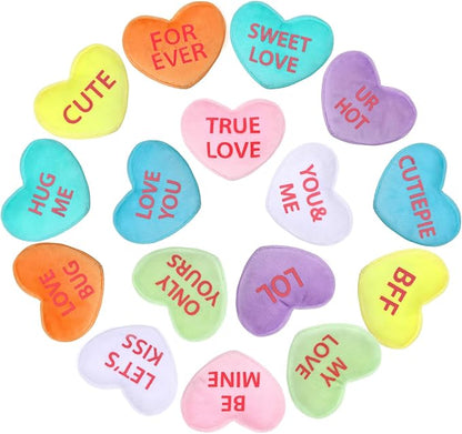 Kathfly 16 Pcs Valentine's Day Conversation Heart Plush Throw Pillows Candy Plush Conversation Hearts Valentines Stuffed Throw Pillow Decoration for Wedding Holiday Party Favors(Multicolor)