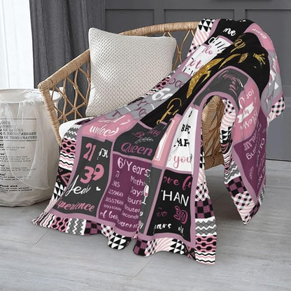 60 Birthday Gifts for Women, 60th Birthday Blanket with Gift Box for Women, Gifts for A 60th Birthday, Happy 60th Birthday Decorations Gift Ideas for Her, 60th Birthday Gifts Throw Blanket 60"x50"