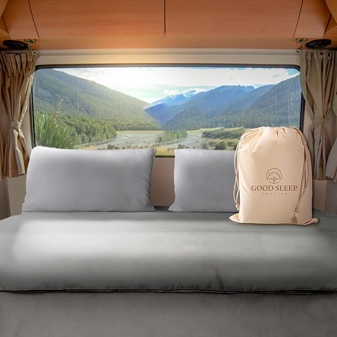 600 TC Luxurious Light Gray RV Short King Sheets 72 x 75, 100% Egyptian Cotton RV Sheets, 4 Piece RV Bed Sheets Set, Ultra Soft Camping Sheets for RV Mattress, 16" Deep Pocket Sheets for RV Bed