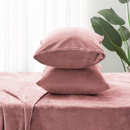 BEDELITE Flannel Sheets Twin Size Dusty Pink - Super Soft Fleece Sheets Set Fluffy Extra Plush, 3 Piece(Include Fitted Sheet, Flat Sheet, 1 Pillowcase)