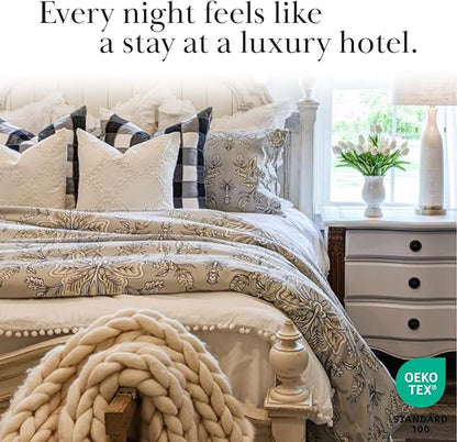 Southshore Fine Living, Inc. Vintage Garden Collection - Cal/King Comforter Set, Premium Bedding, All-Season Down Alternative, Summer Coverlet, Oversized 3-Piece Fluffy Comforter King Size, Sand