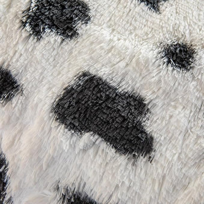 chovy Faux Fur Tie-Dyed Cow Print Black White Comforter Sets Queen - 3PC Bed Set Ultra Soft Plush Flannel Velvet Fluffy Fuzzy Bedding（Comforter x 1 Pillowcases x 2）