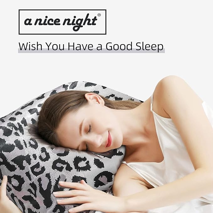 A Nice Night Leopard Printed，Silver Grey Satin Silky Soft Quilt Sexy Luxury Super Soft Microfiber Comforter Quilt Bedding Comforter Set Full/Queen, Light Weighted (Silver, Queen(88-by-88-inches))