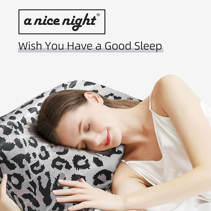 A Nice Night Leopard Printed，Silver Grey Satin Silky Soft Quilt Sexy Luxury Super Soft Microfiber Comforter Quilt Bedding Comforter Set Full/Queen, Light Weighted (Silver, Queen(88-by-88-inches))