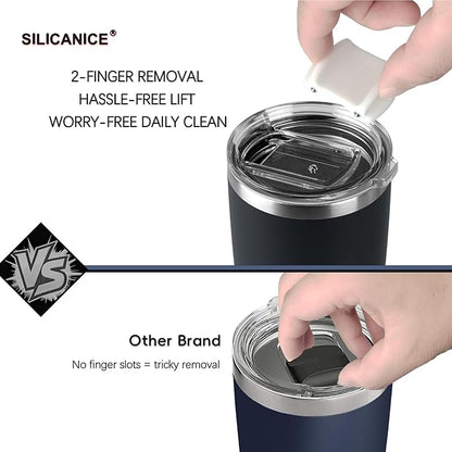 Coffee Tumbler 20 oz, Double Wall Stainless Steel Travel Coffee Mug with Removable Slider Lid, BPA Free, Car Cup Holder Compatible - Gym/Office/Travel/Home - Pink Sand