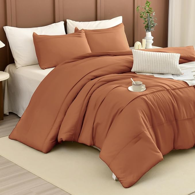 Masaca 120x120 Oversized King Comforter,Pinch Pleated Pumpkin California King Comforter Set Lightweight Rustic Farmhouse Microfiber Extra Large Bedding 3PCS