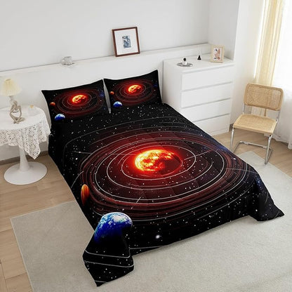 Erosebridal Galaxy Comforter Set Twin Size, Planet Down Comforter, Universe Stars Solar System Quilted Duvet, Mysterious Outer Space Cosmic Bedding Set, Super Soft Breathable Lightweight