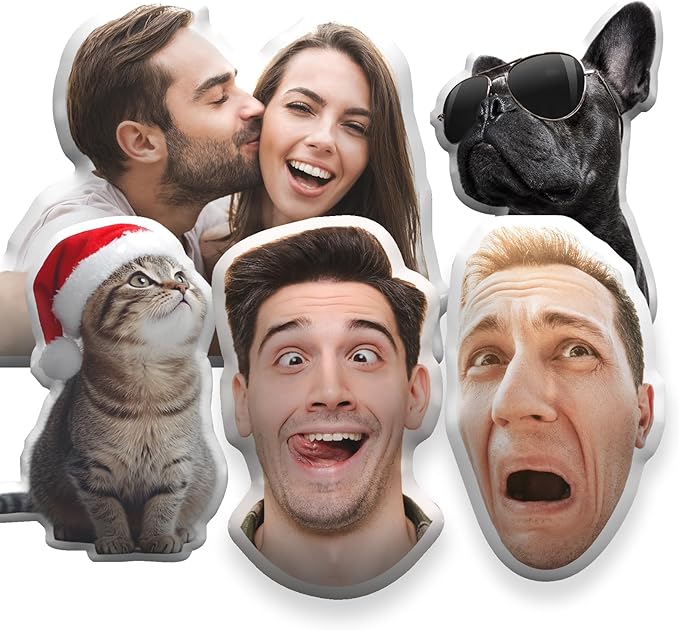 Custom Funny Pillow for Men Women, Personalized Pet Face Pillow, Customized White Elephant Gifts for Adults, Fun Gag Gift with Picture, Photo Christmas Funny Gifts (Insert Included)