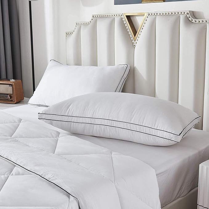 Gehannah Bed Pillows for Sleeping, Luxury Plush Soft Pillow with Home and Hotel, Breathable Microfiber Cover Skin-Friendly Pillows for Side Back Sleepers (White, Queen (Pack of 4))