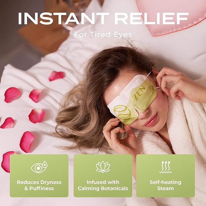 Body Restore Heated Eye Mask for Dry Eyes 5 Pack – Self Heating Warm Compress, Valentines Day Gifts for Her and Him, Birthday Gifts for Women and Men, Stye Eye Treatment, Relaxation – Green Tea