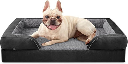 INVENHO Orthopedic Medium Dog Dogs, Egg-Crate Foam Dog Couch with Washable Removable Cover, Waterproof Lining and Nonskid Bottom