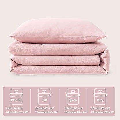 WRENSONGE Twin/Twin XL Comforter Set - 2 Pieces Soft Pink Comforter Prewashed Soft Lightweight for All Seasons,Fluffy Down Alternative Twin XL Comforter with 1 Pillow Sham