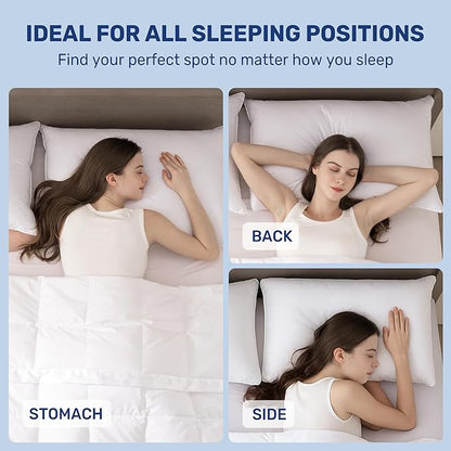 UNIKOME Ultra Soft Pillows Standard Size Set of 2 - Hotel Collection Luxury 100% Cotton Cover Down Alternative Bed Pillow, Fluffy Pillows for Back, Stomach or Side Sleepers