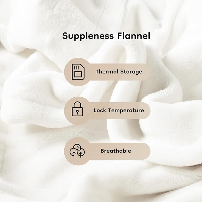 Electric Heated Blanket Full Size 72"×84", Luxurious Breathable Flannel with 4 Heat Settings, 10-Hour Auto Shut-Off & Overheat Protection, for Bed & Couch, Cozy Gift - White