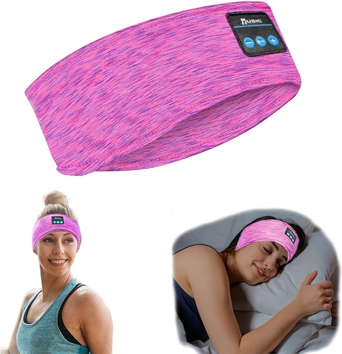 Wireless Sleep Headphones for Women - Bluetooth Headband for Side Sleepers with Adjustable Headband (Rose Red)