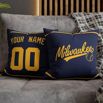 ANTKING Milwaukee Throw Pillow 2 Packs Custom Name and Number for Men Women Boy Personalized Gifts