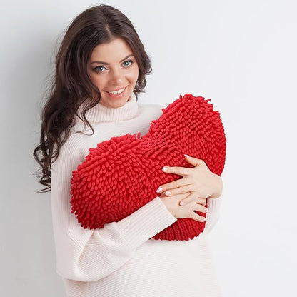Barydat 2 Set 17 Inch Red Heart Shaped Pillows Valentines Heart Throw Pillows Decorations for Valentine Gift Living Room Sofa Office Sofa Cars Chairs (Red,Pink)