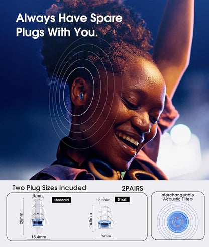 Hearprotek Concert Ear Plugs, 2Pairs Reusable high Fidelity Musician Ear Plugs for Concerts Loud Music-Noise Reduction Ear Protection earplugs for Rave,Festival,Music,Tinnitus Relief