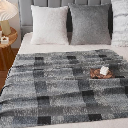 ZYFZCYBL Fleece Throw Blankets for Couch Bulk Lightweight Warm Soft Cozy Blanket 6 Pack Bulk Fleece Blanket Solid for Bed Couch Office Gifts Outdoor 50 x 60 inch Grey Plaid