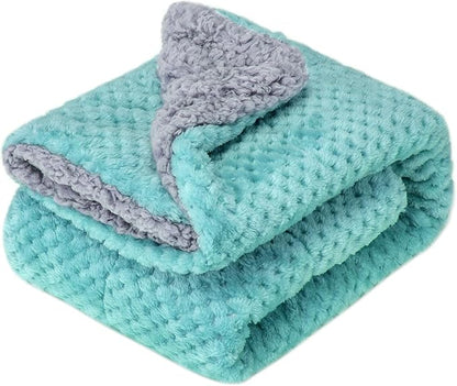 Fuzzy Blanket or Fluffy Blanket for Baby Girl or boy, Soft Warm Cozy Coral Fleece Toddler, Infant or Newborn Receiving Blanket for Crib, Stroller, Travel, Outdoor (32" x 40", DG-Blue Bell)