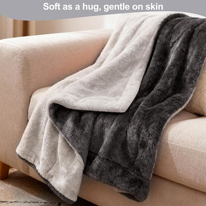 Electric Heated Blanket Throw 50''x60'' – Soft Dual-Sided Flannel, 12 Heat Settings, Smart Timer, ETL & FCC Certified, Machine Washable (Deep Gray & Light Gray, Single(50"x60"))