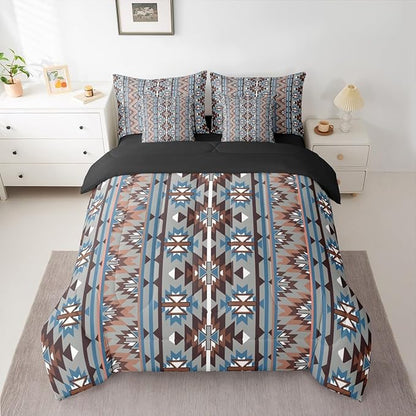 Erosebridal 7 Piece Western Bed in A Bag Twin Southwestern Aztec Comforter Set for Kids Boys Girls Rustic Bohemian Geometric Bedding Sets Vintage Country Tribal Aesthetic Sheet Set with Comforter