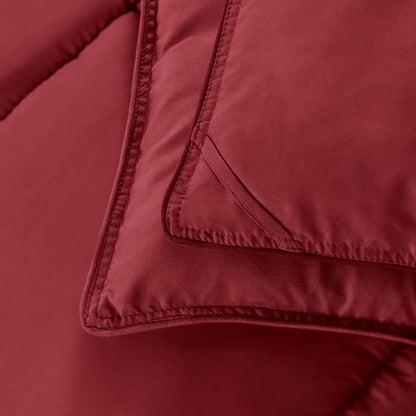 Elegant Comfort 3-Piece Box Stitched Down Alternative Comforter with Shams - Ultra Soft for All Season Duvet Insert with Corner Tabs, Plush Cozy 3PC Comforter Set, Twin XL, Burgundy