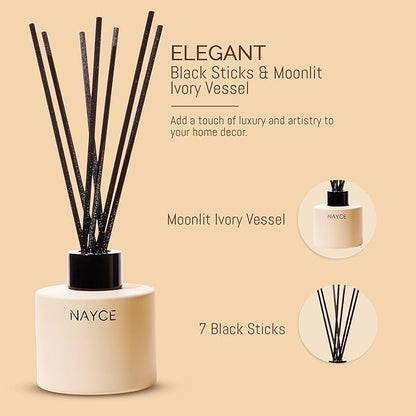 Nayce Luxury Reed Diffuser - Lavender Limoncello - Aromatherapy Essential Oil Diffuser Sticks - Hand-Poured in USA - Reed Diffusers for Home, Bathroom, Bedroom, Office Decor, Housewarming Gifts