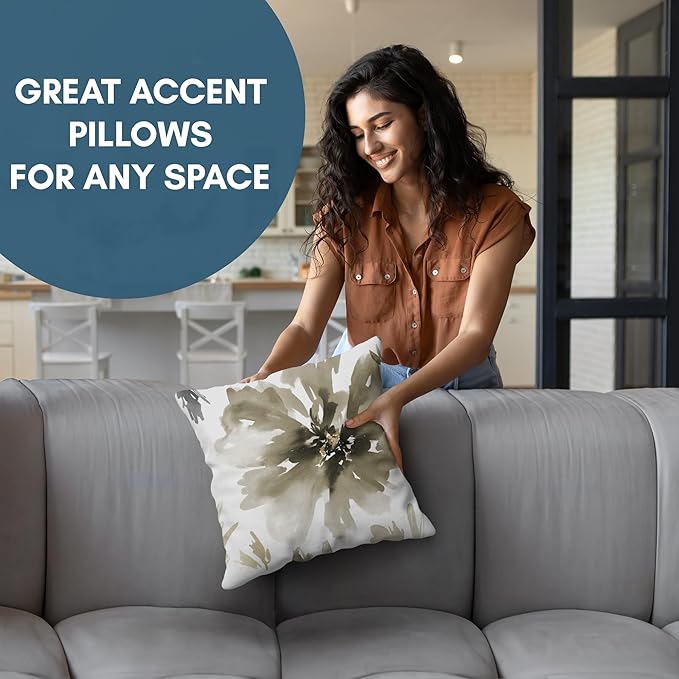 Americanflat 14x14 Throw Pillow with Sewn-in Insert - All-in-One Decorative Pillows - No Cover Needed - Soft and Durable Cushion for Bed or Sofa - Polyester - Sepia