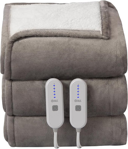 Heated Blanket Queen Size - 84" x 90" Electric Blanket with 5 Heat Settings, Double Zone Heating, 10 Hrs Auto Off, Overheat Protection, Washable Heating Blanket, Gifts for Grandma, Grey