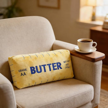 Jumbo Butter Pillow 32 Inch - Soft Yellow & Blue Valentine's Day Cushion, Oversized Cuddly Butter Stick Pillow for Home Decor, Hugging & Lounging, Quirky Gift for Adults