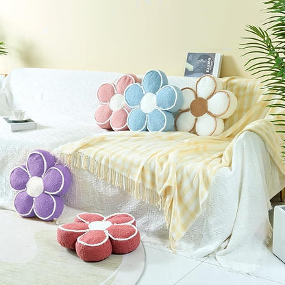Sioloc Flower Shaped Pillow Daisy Pillows Floor Cushion Pastel Cute Seat Cushions Aesthetic Classroom Dorm Decorative Fun Throw Pillow for Bed,Couch(Lavender,15.7")