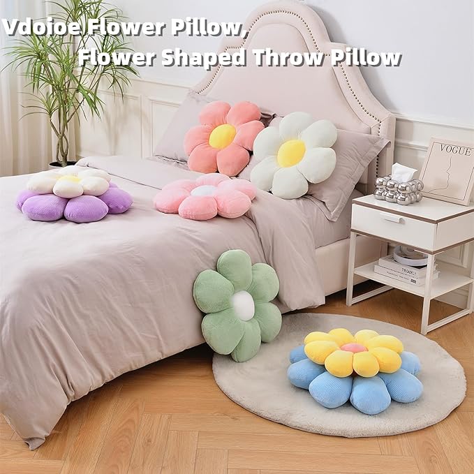 Flower Pillow, Purple Throw Pillows Cute Daisy Decorative Pillow Cushion Seating Home Decorative for Bed, Sofa, Couch