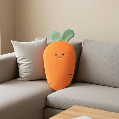 Carrot Throw Pillows Decorative Cute Soft Vegetable Hugging Pillow Stuffed Food Soft Plush Cushion Décor for Birthdays Gifts Home Decor (Orange)