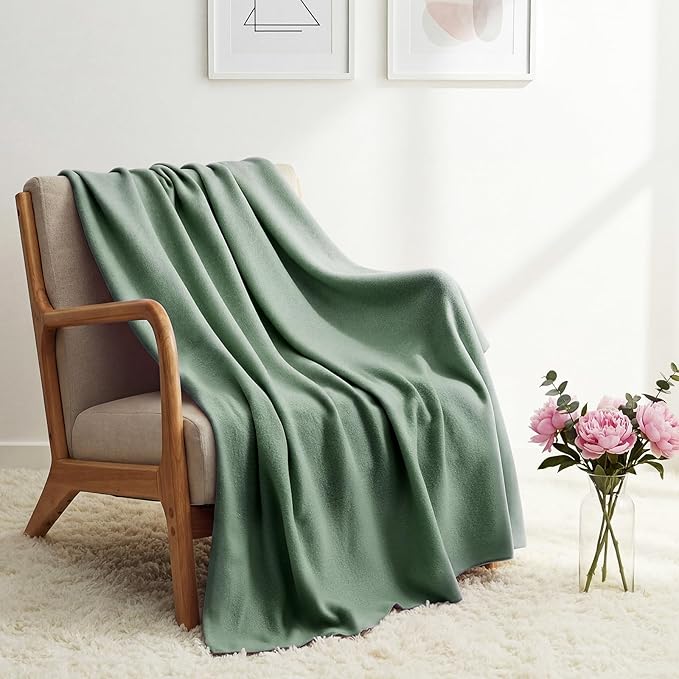 Kinlop Fleece Blanket Bulk 60 x 50 Inch Soft Lightweight Fleece Cozy Blanket Warm Throw Plush Pet Throw for Bed Couch Sofa Home Office Wedding Gifts Travel Camping(Gray Green)