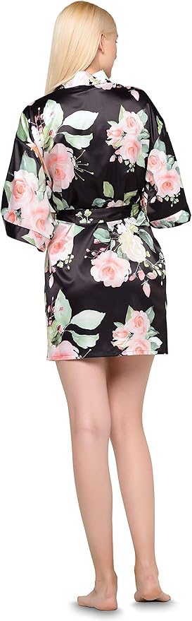 Turquaz Women's Bride Bridesmaids Silky Robe Satin Kimono Robes for Women Lingerie
