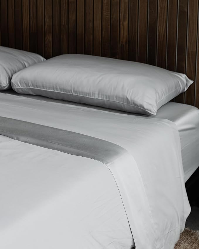 Cozy Earth King Pillowcases Set of 2 - Made of 100% Viscose from Bamboo, Ultra-Soft & Luxury, Woven from Naturally Breathable & Lightweight Fabric - Light Grey