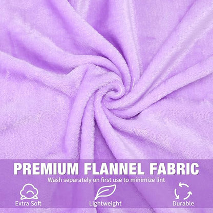 12 Pcs Fleece Blankets for Girls Sleepover Party Soft Fuzzy Throw Blanket 40 x 60 Inch Warm Flannel Blanket for Teenager Bed Travel SPA Movie Party(Light Purple)