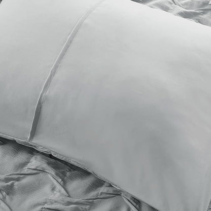 Comfort Spaces Twin/Twin XL Comforter Set for College Ogee Ruched Crinkle Texture Breathable Comforter Set Twin Dorm All Season Lightweight Bedding Set Shabby Chic Décor Pilow Grey 3 Piece