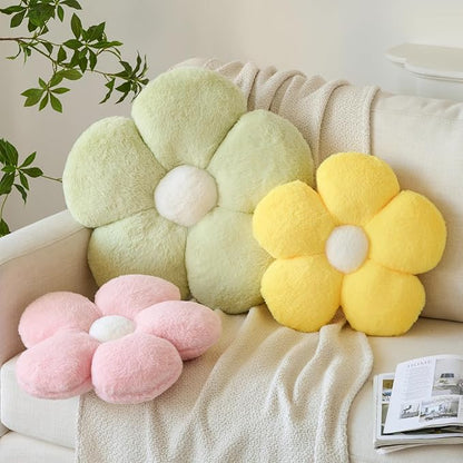 Zlgkjk Flower Pillows, Decorative Throw Pillow with Soft Plush for Couch Bed, Cute Daisy Pillow Cushion Home Decor Floral Throw Pillow (Green, 19.6 Inches)