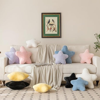 Star Pillow, Decorative Throw Pillow with Plush for Couch, Cute Decor Pillows for Bed, Aesthetic Star Shaped Pillow Fun Cushion for Sofa Living Room (Lavender, 19.6 Inches)