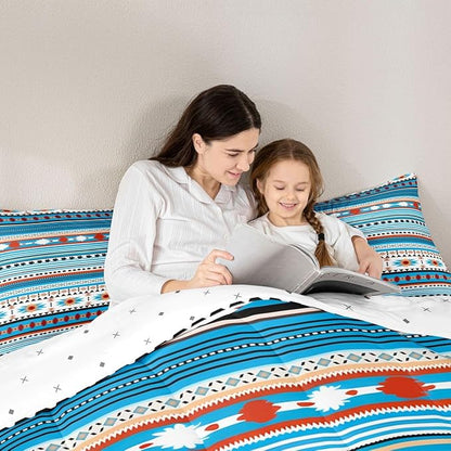 Erosebridal Southwestern Comforter Set Twin Boho Geometric Quilt, Tribal Arrow Bedding Set Western Duvet Insert, Country Room Decor Blue White