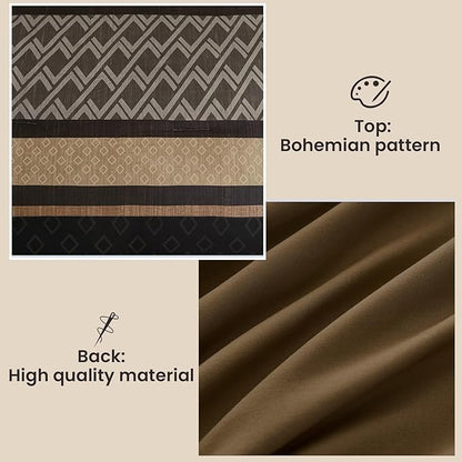 Cottolester Brown Comforter Set King Size,Boho Striped Bed in a Bag,7 Piece Plaid Comforter and Sheet Set, Soft Microfiber Complete Bedding Sets