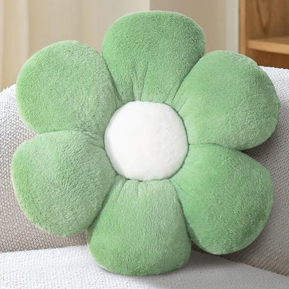 FIONOUT Green Throw Pillow - Soft Flower Pillow Decorative Throw Pillows, 15.7In Cute Daisy Pillow for Bed & Classroom, Fun Floor Cushions for Home Sofa Chair Couch Decor