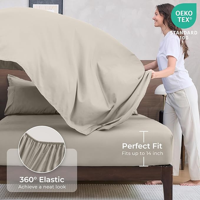 HEVUMYI Linen Twin-XL Comforter Set - 5-Piece All Season Bed in a Bag Twin-XL, Ultra Soft Bedding Set with Comforter, Flat Sheet, Fitted Sheet, Pillowcases, Pillow Shams