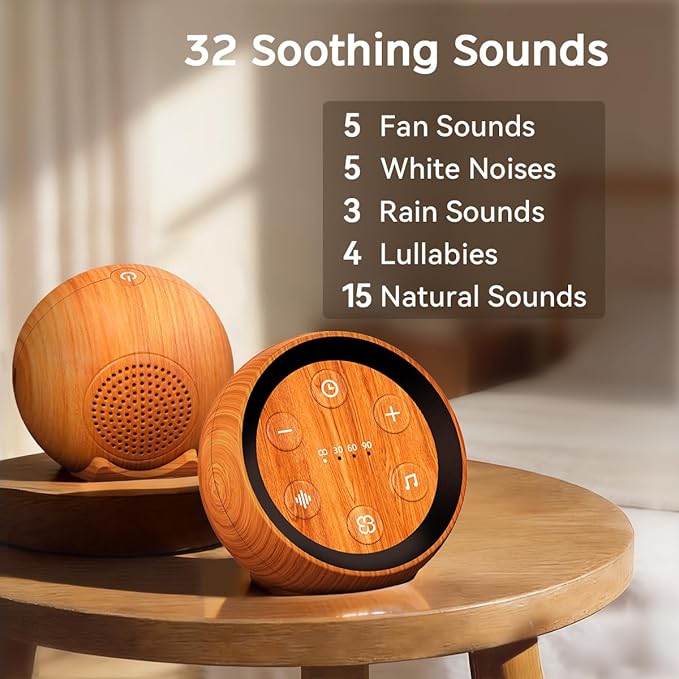 Battery Small Sound Machine White Noise Machine for Baby Kid Adult with 32 Calming Sounds 32 Volume Levels Portable Sleep Brown Noise Machine with 4 Timer Memory Function for Travel Office Privacy
